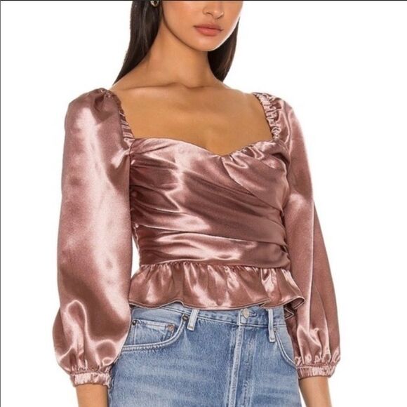 MAJORELLE Julia Satin Crop Top - Picture 2 of 9